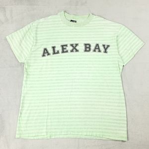 Vintage 90s T Shirt Adult Large Alex Bay Thousand Islands NY Spellout Striped
